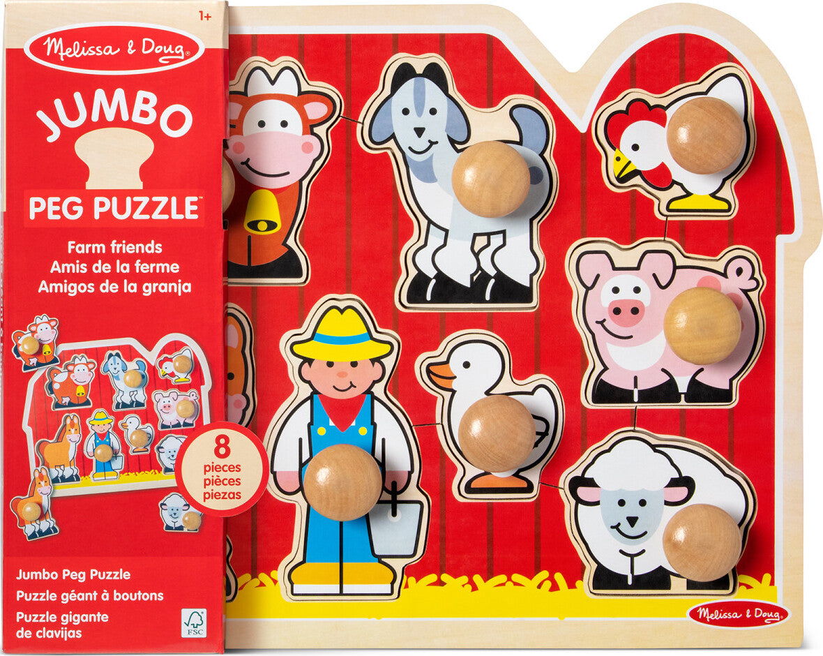 Farm Friends Jumbo Peg Puzzle - 8 Pieces – The Toy Maven