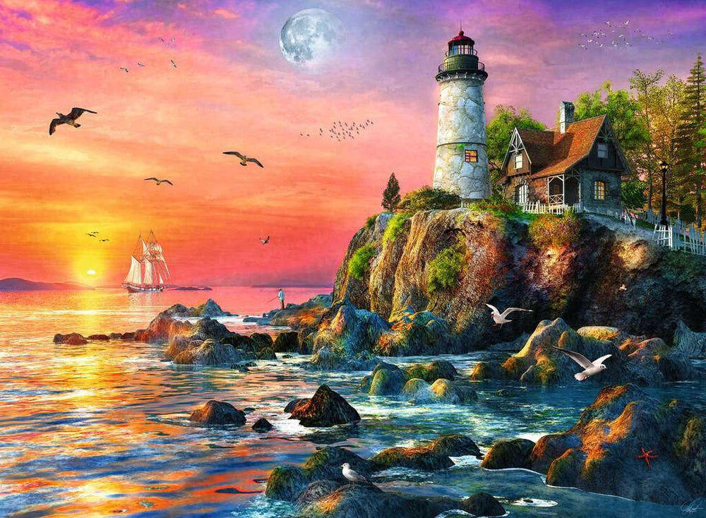 Lighthouse at Sunset (500 Piece Puzzle)