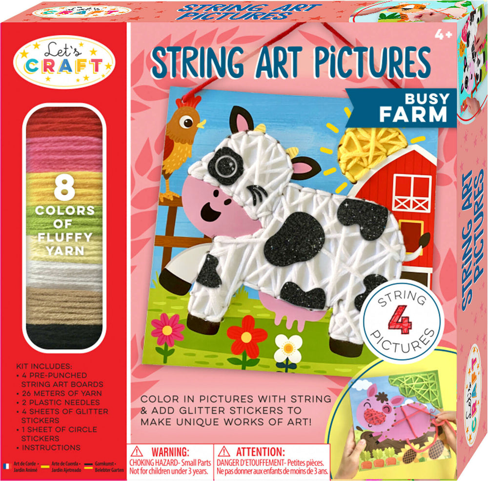 Let's Craft String Art Pictures Busy Farm Lacing Activity Set