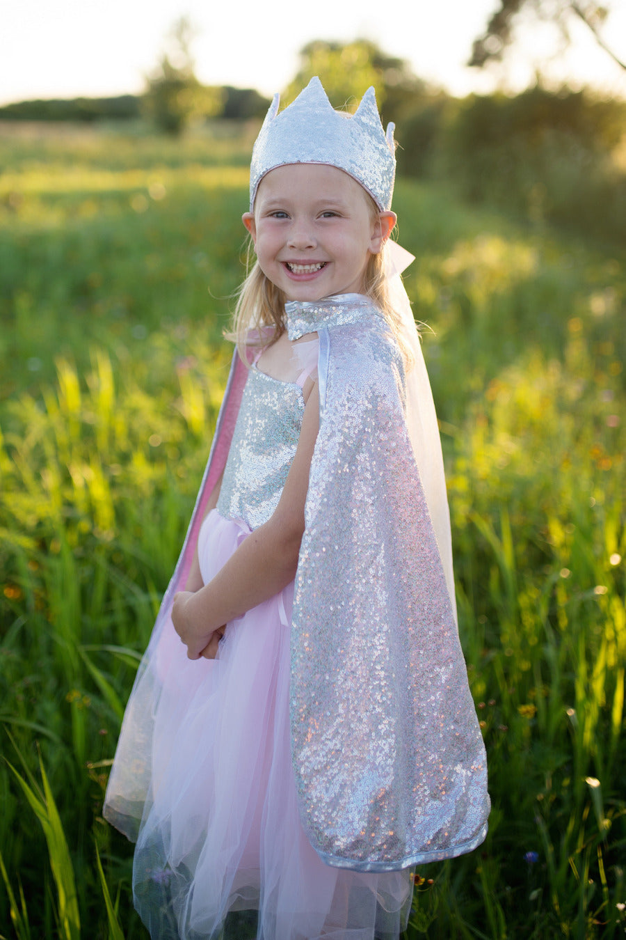 Silver Sequins Reversible Cape (Size 7-8)