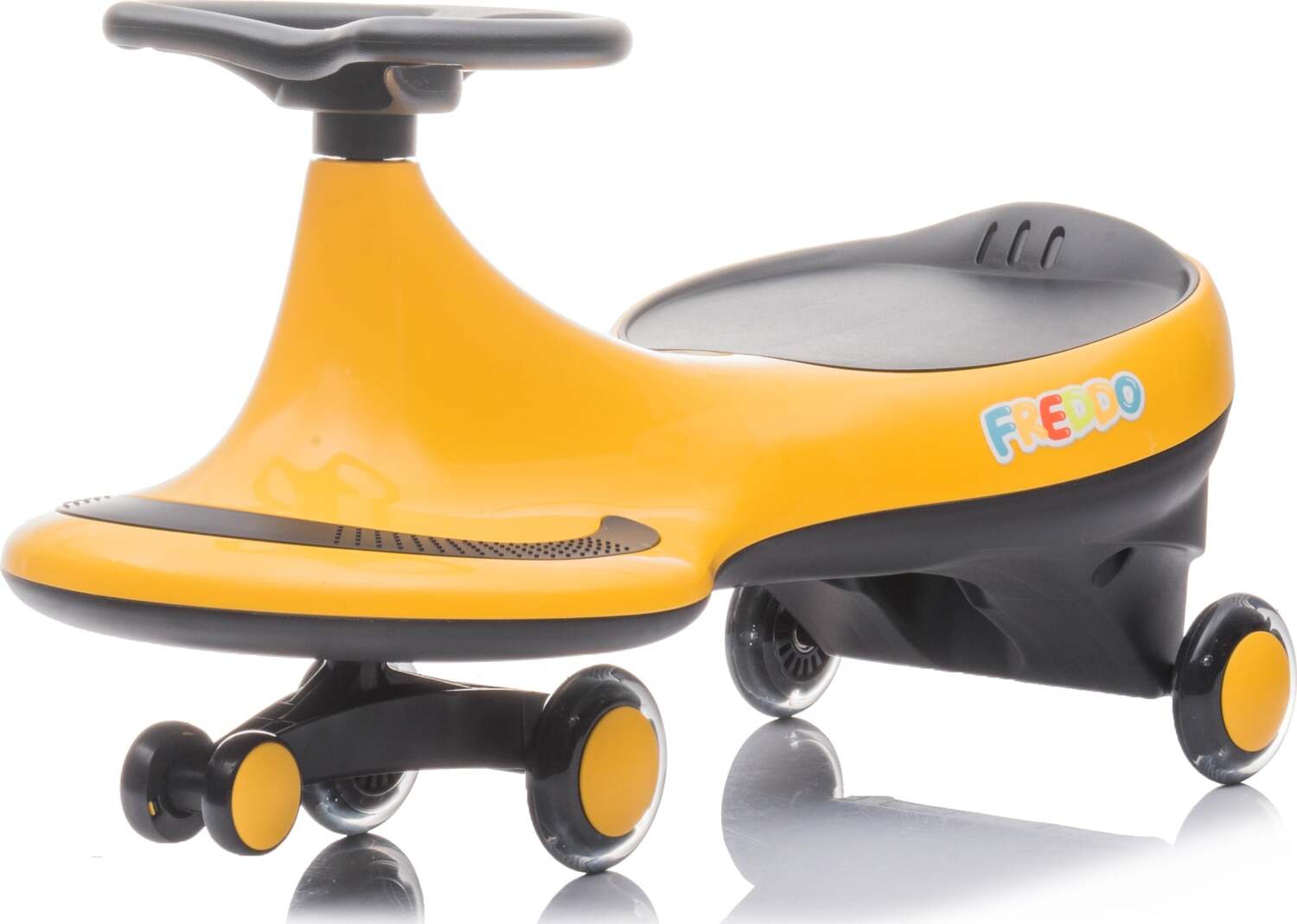 Freddo Toys Swing Car with Flashing Wheels Yellow The Toy Maven