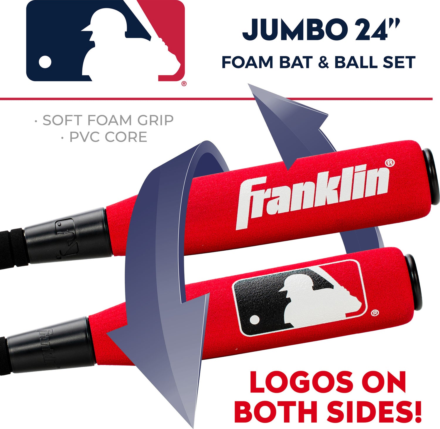 MLB 24 Oversized Foam Bat and Ball (Assorted Colors)