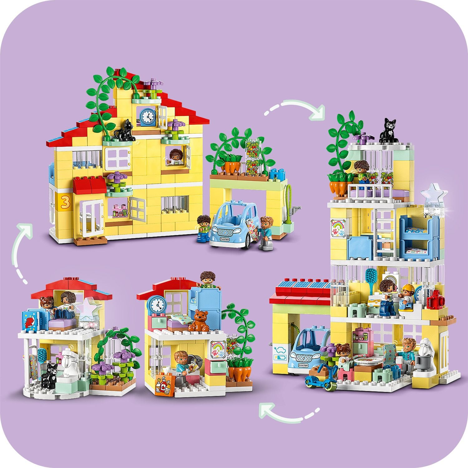 LEGO® DUPLO 3 in 1 Family House Set with Toy Car