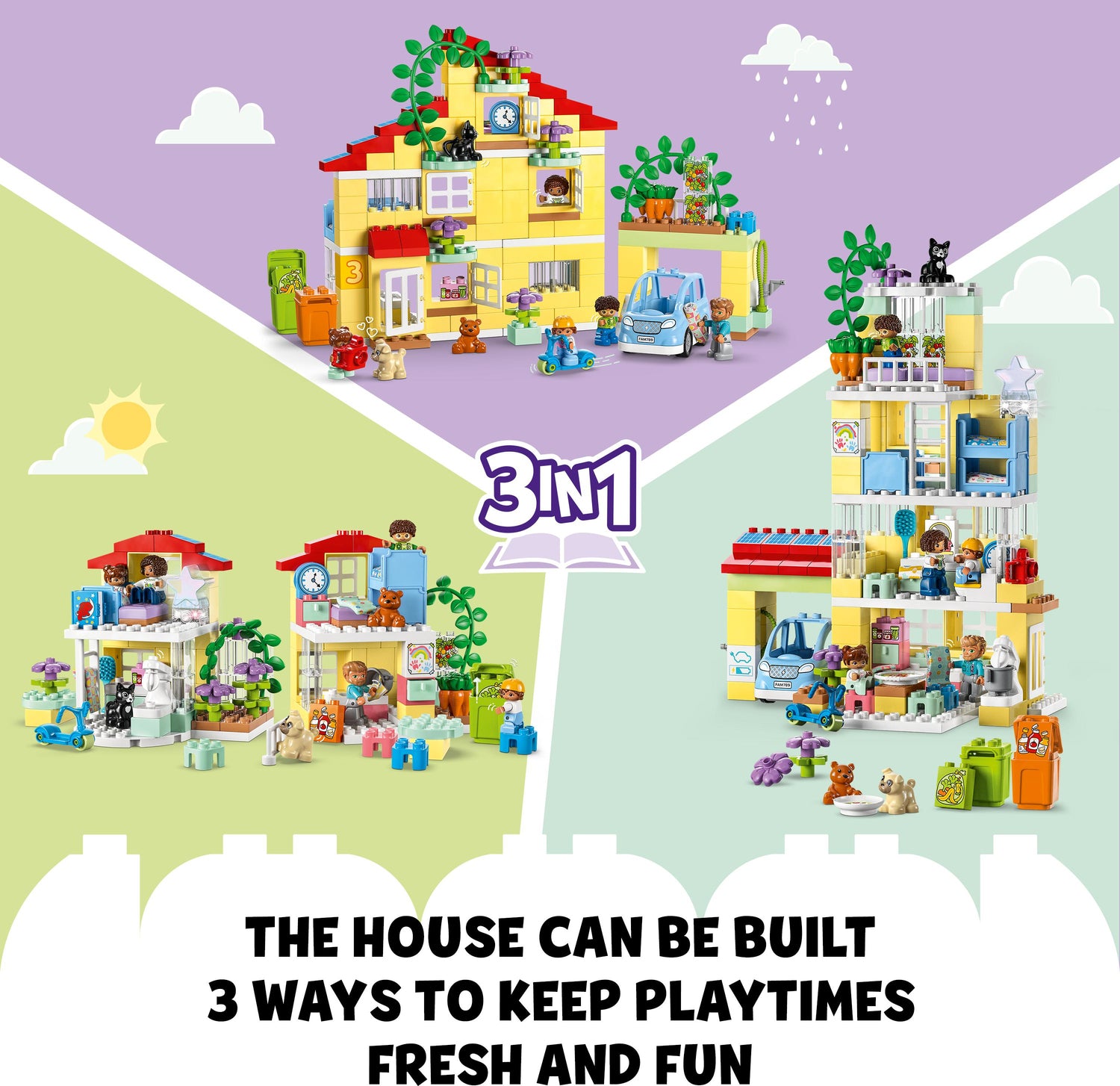 LEGO® DUPLO 3 in 1 Family House Set with Toy Car