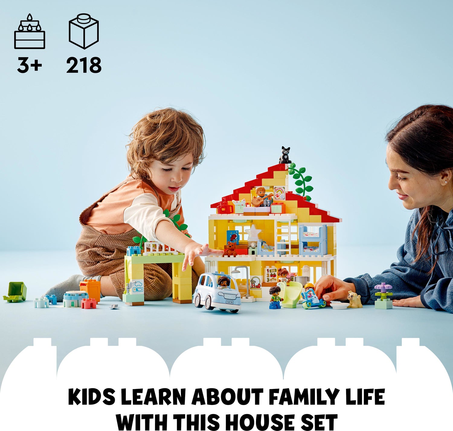 LEGO® DUPLO 3 in 1 Family House Set with Toy Car