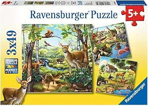 Forest/Zoo/Domestic Anim. 3x49 Pc Puzzle