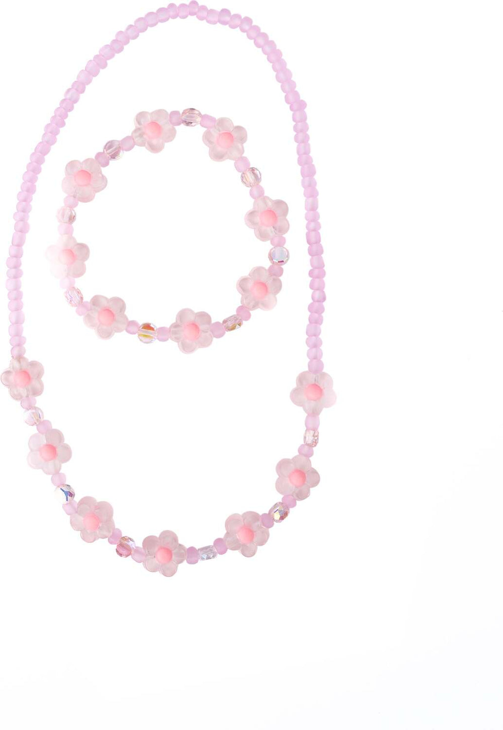 Pink Crystal Blooms Necklace & Bracelet Set