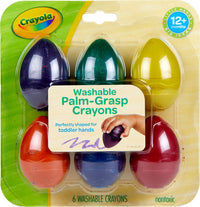 6 Count Washable Palm-Grasp Crayons