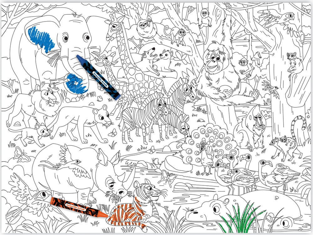 Color a Poster with Crayons - Jungle Animals