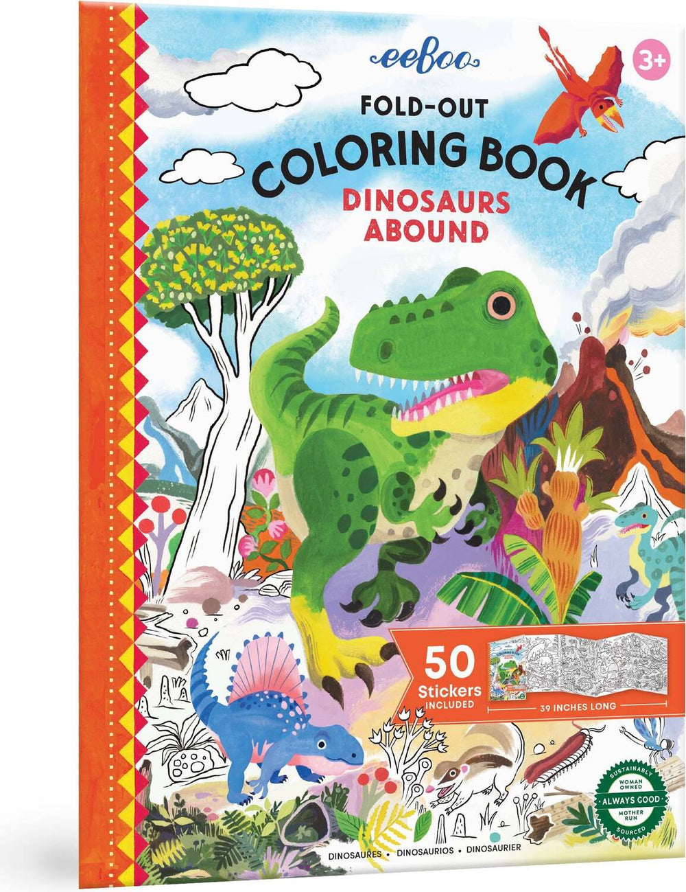 Dinosaurs Abound (fold-out coloring book with stickers)