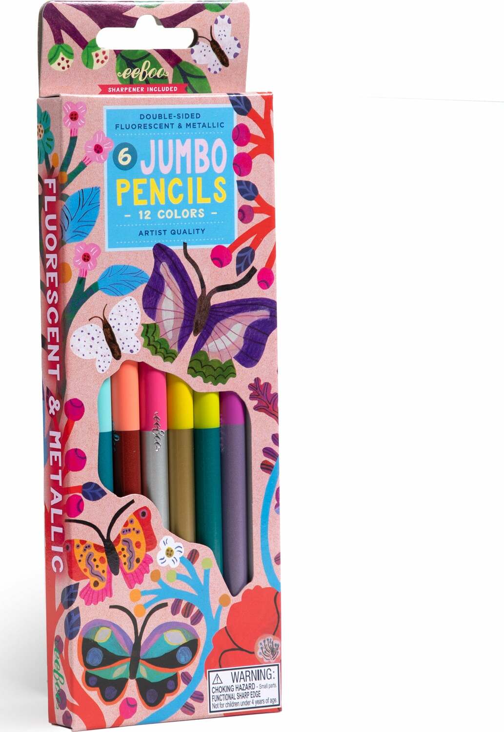 Butterflies 6 Jumbo Double-Sided Pencils