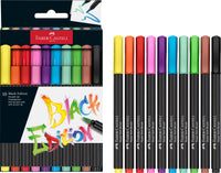 10Ct Felt Tip Brush Pen Black Edition Box