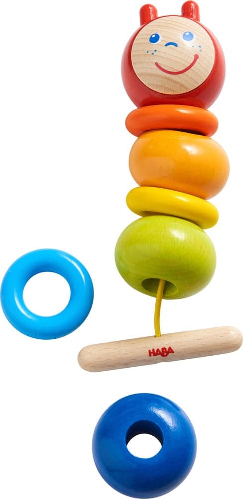 Colorful Caterpillar Wooden Threading Toy