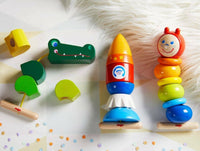 Colorful Caterpillar Wooden Threading Toy