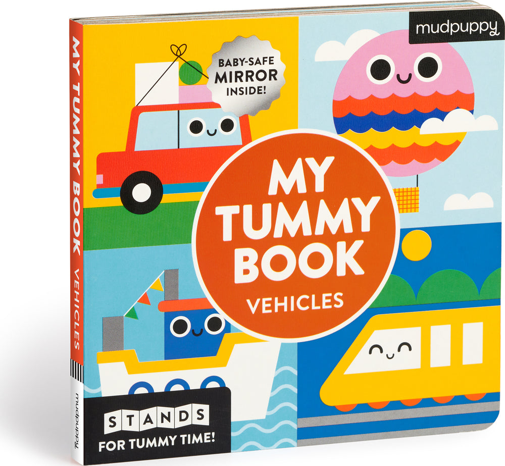 My Tummy Book Vehicles: High-Contrast Fold-Out Book That Stands for Tummy Time, Baby-Safe Mirror Inside!