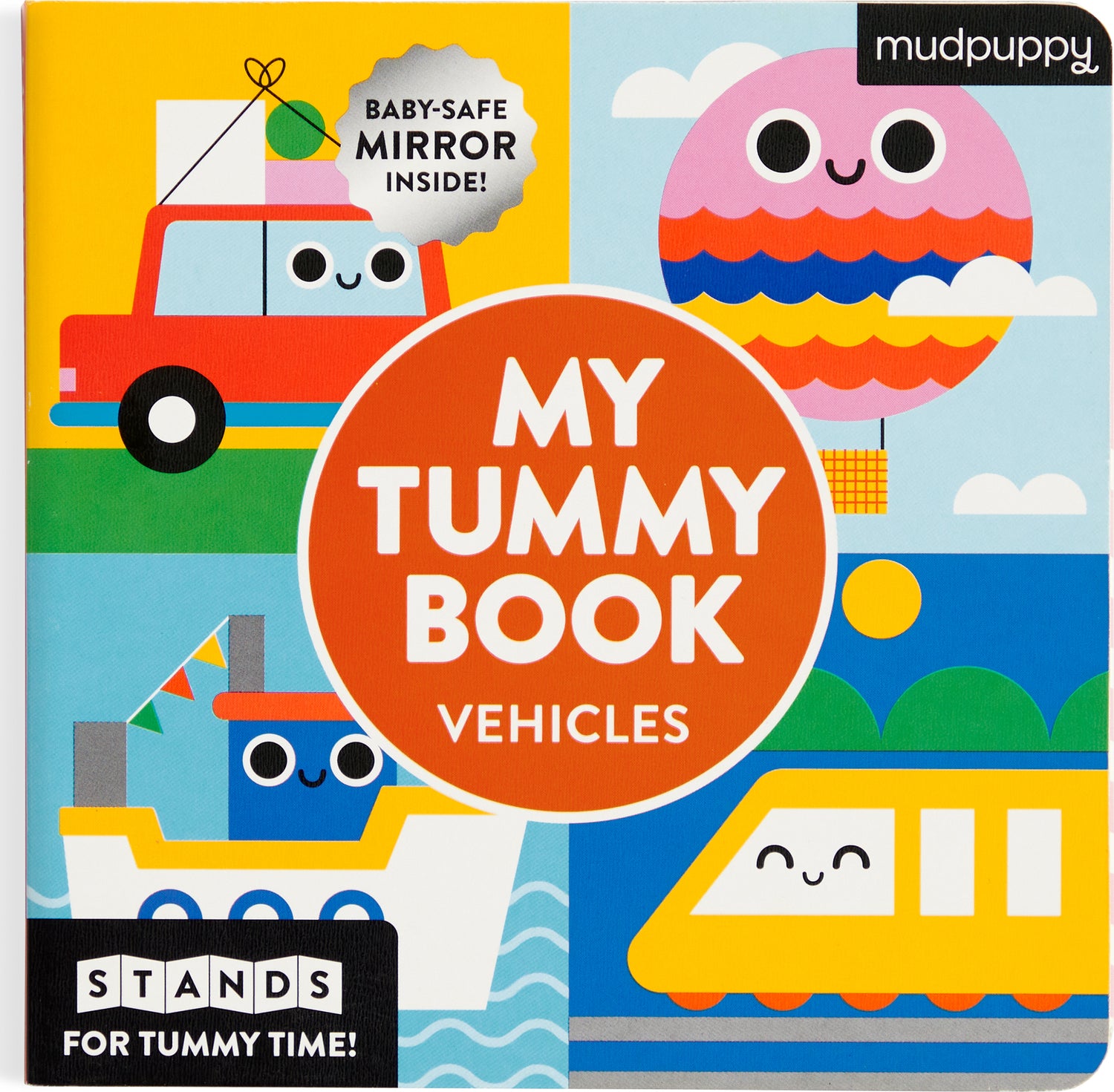 My Tummy Book Vehicles: High-Contrast Fold-Out Book That Stands for Tummy Time, Baby-Safe Mirror Inside!