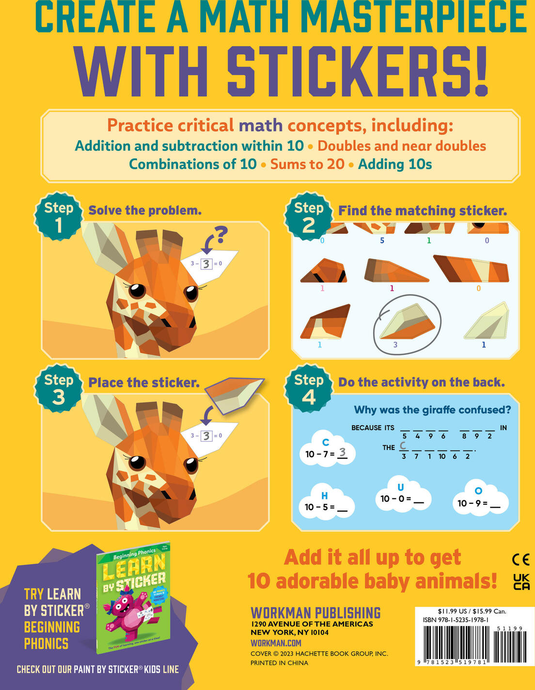 Learn by Sticker: Addition and Subtraction: Use Math to Create 10 Baby Animals!