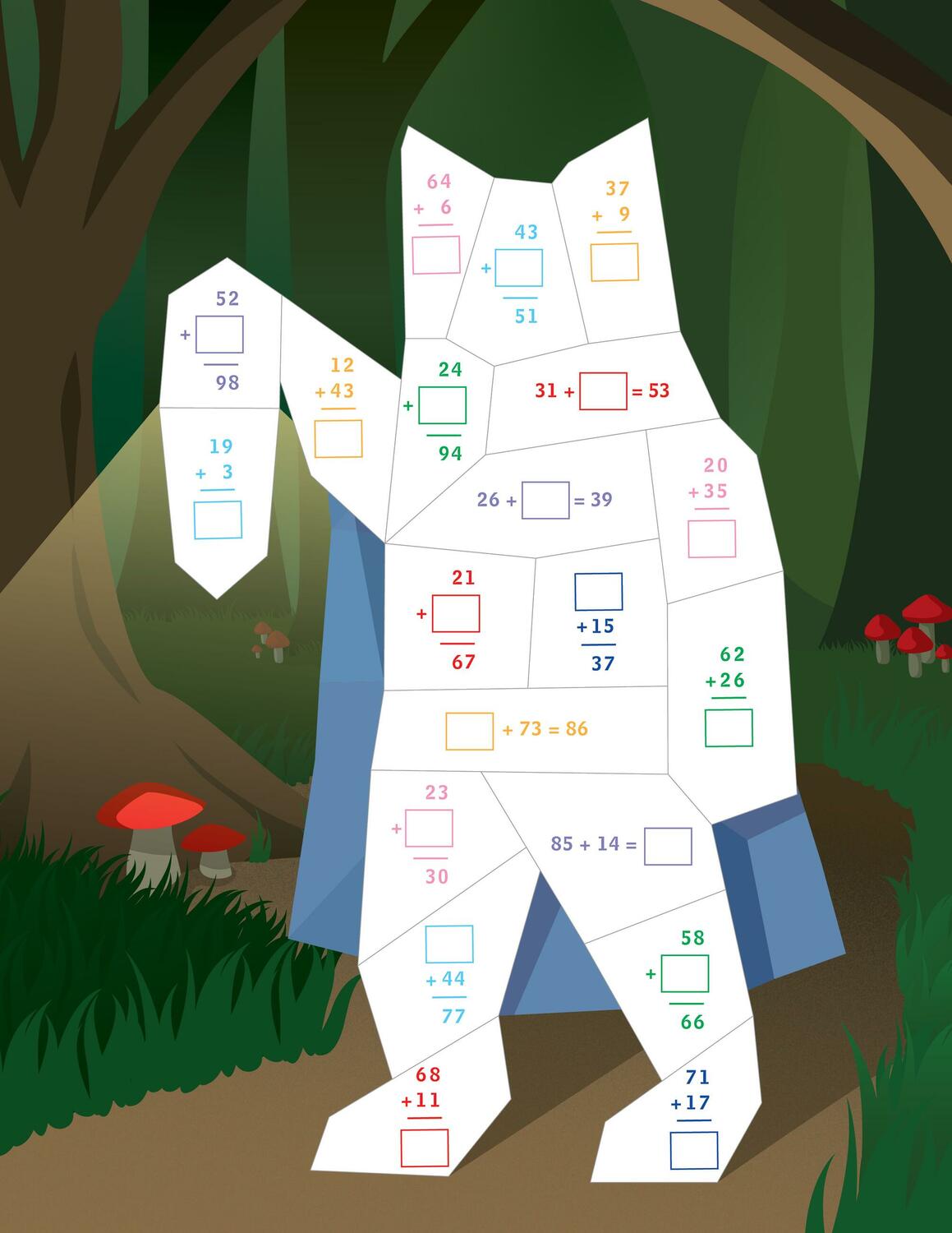Learn by Sticker: More Addition & Subtraction: Use Math to Create 10 Fantasy Animals!