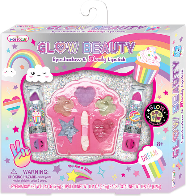 Glow Beauty Eyeshadow & Moody Lipstick, Rainbow