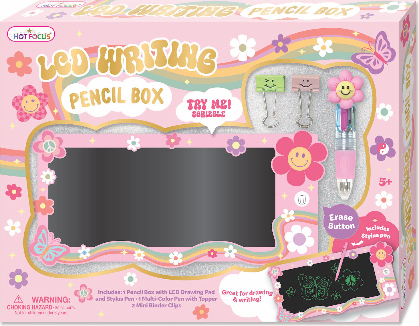 LCD Writing Board Pencil Box, Groovy Flower