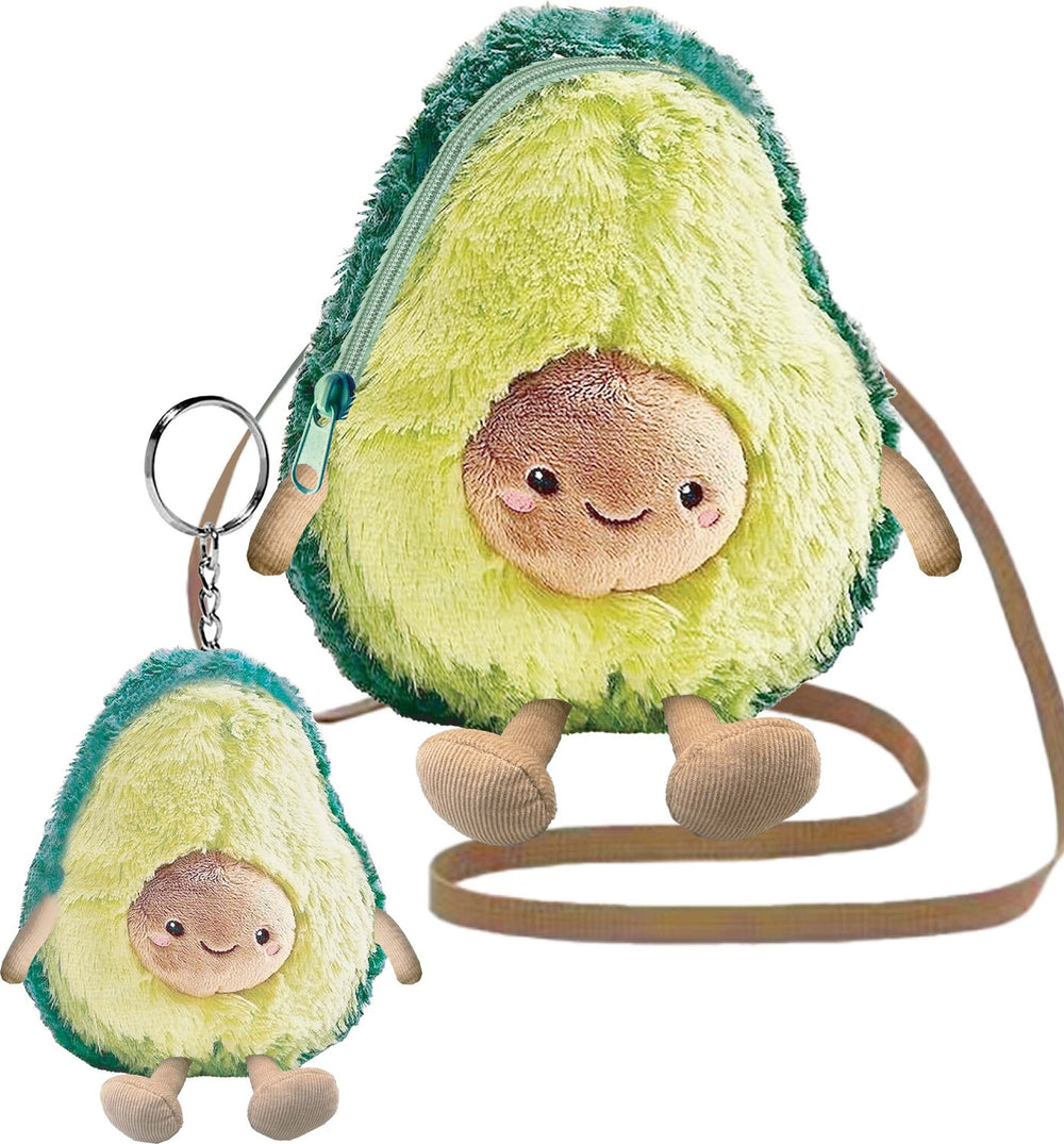 Fuzzy Crossbody Bag & Matching Keychain, Avocado