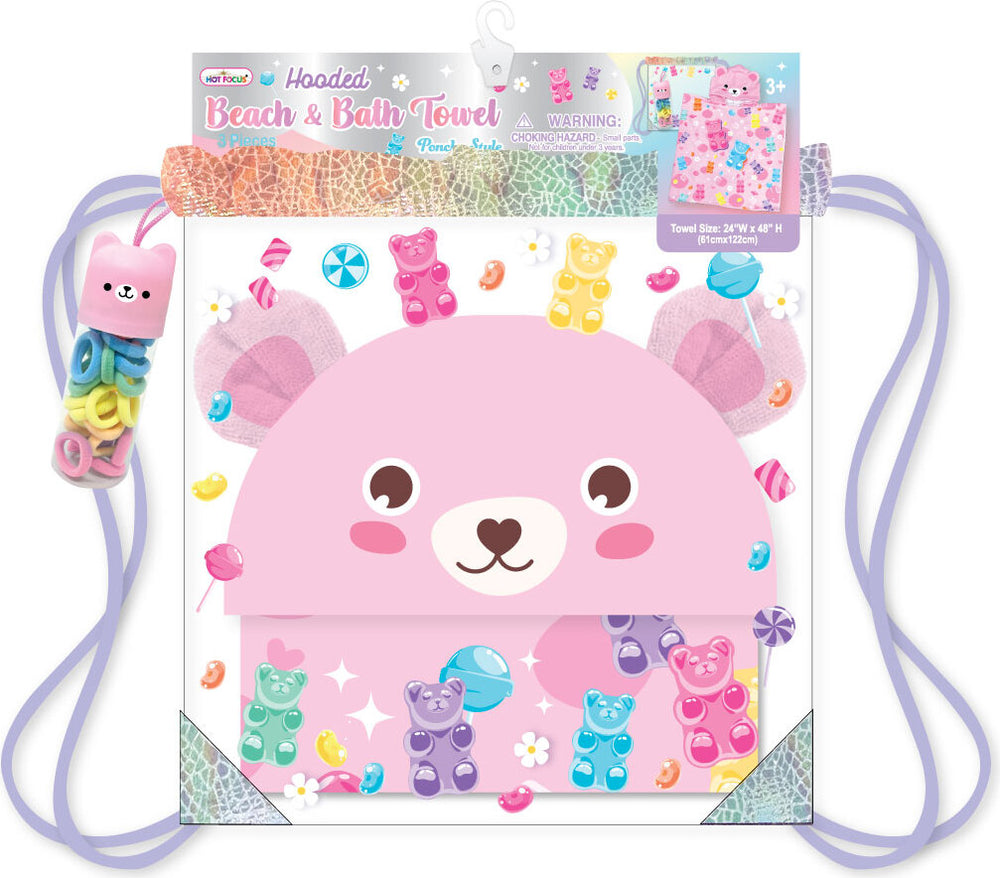 Hooded Beach & Bath Towel, Gummy Bear