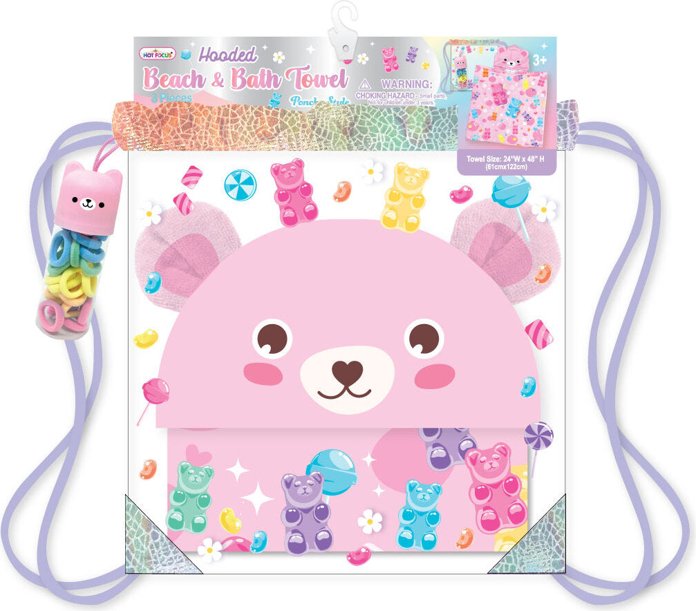 Hooded Beach & Bath Towel, Gummy Bear