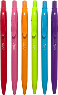 Bright Writers Colored Ink Retractable Ballpoint Pens - Set of 6