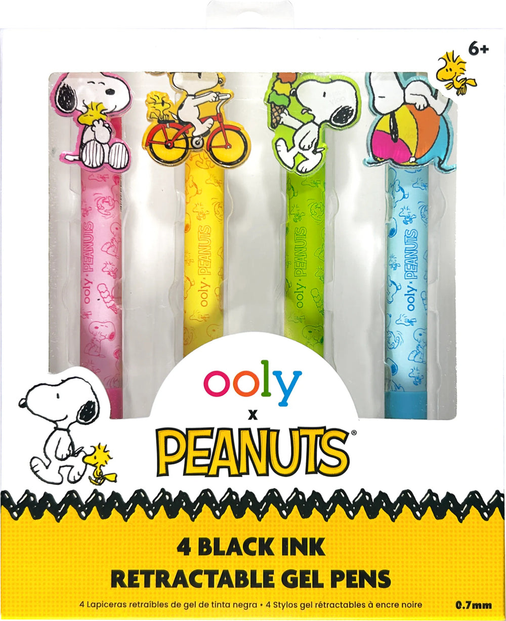 OOLY x Peanuts Black Ink Retractable Gel Pens - Set of 4