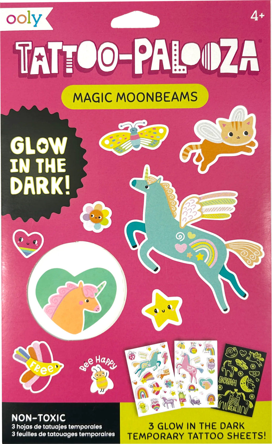 Tattoo-Palooza Glow in the Dark Temporary Tattoos - Magic Moonbeams - 3 Sheets