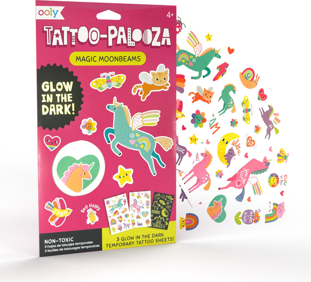Tattoo-Palooza Glow in the Dark Temporary Tattoos - Magic Moonbeams - 3 Sheets