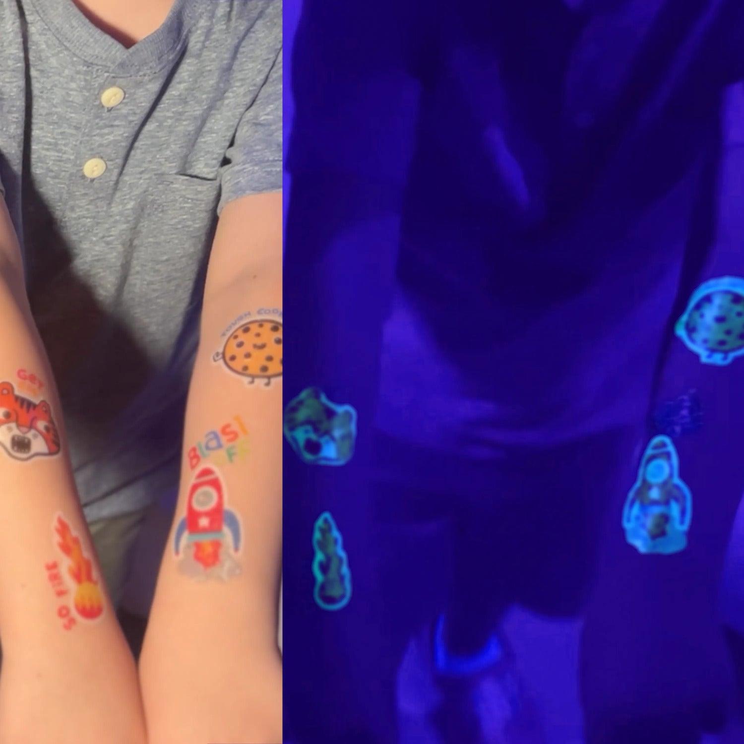 Tattoo-Palooza Glow in the Dark Temporary Tattoos - Magic Moonbeams - 3 Sheets