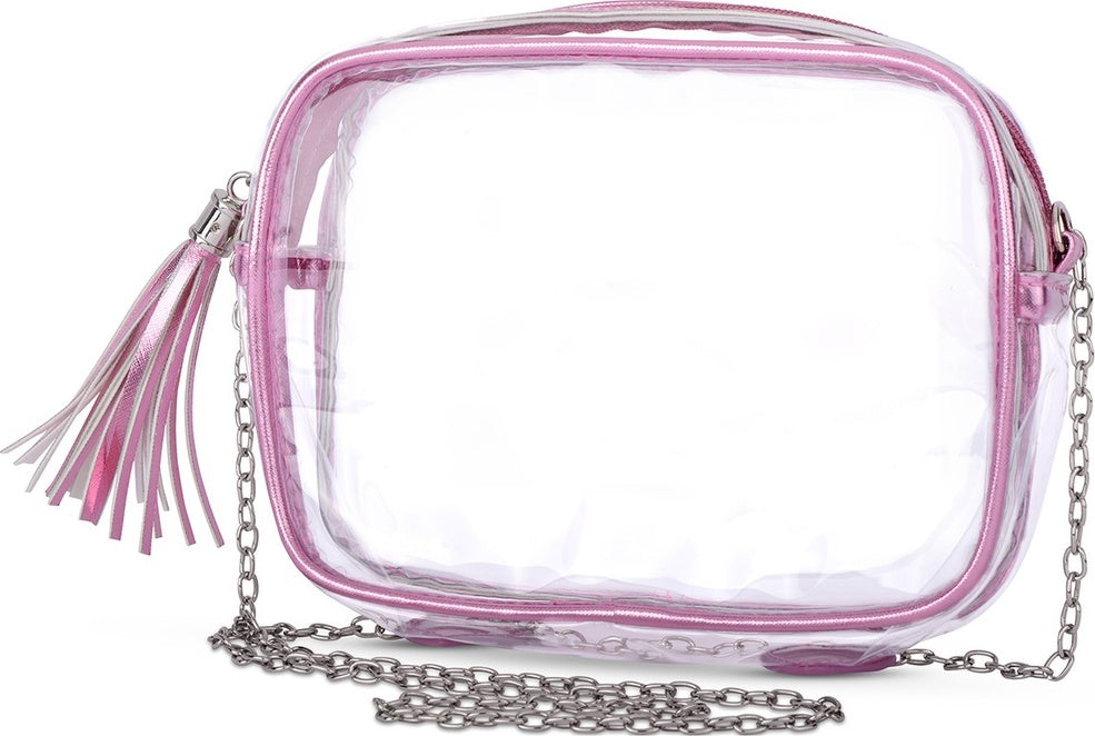 Pink Metallic Clear Crossbody