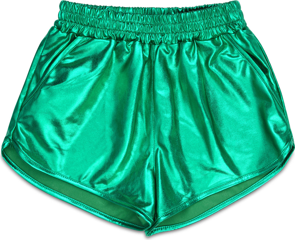 Green Metallic Shorts (Adult X-Small/Small (0-6))
