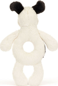 Bashful Black and Cream Puppy Ring Rattle