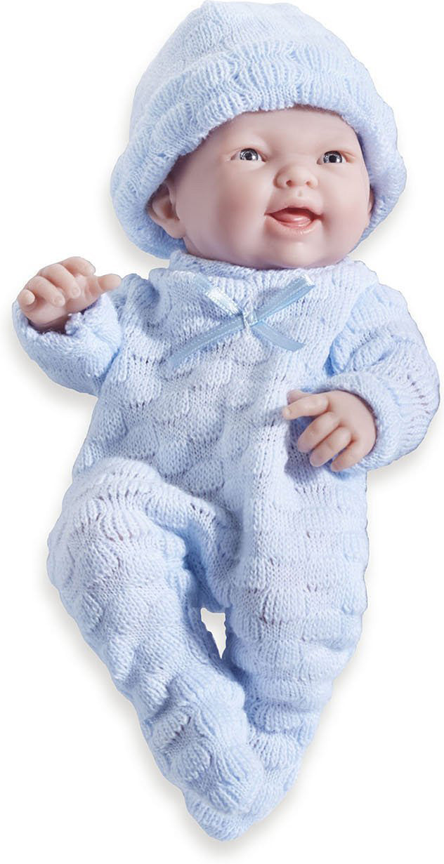 Mini La Newborn Boutique - Realistic 9.5" Anatomically Correct Real Boy Baby Doll dressed in BLUE - All Vinyl Open Mouth