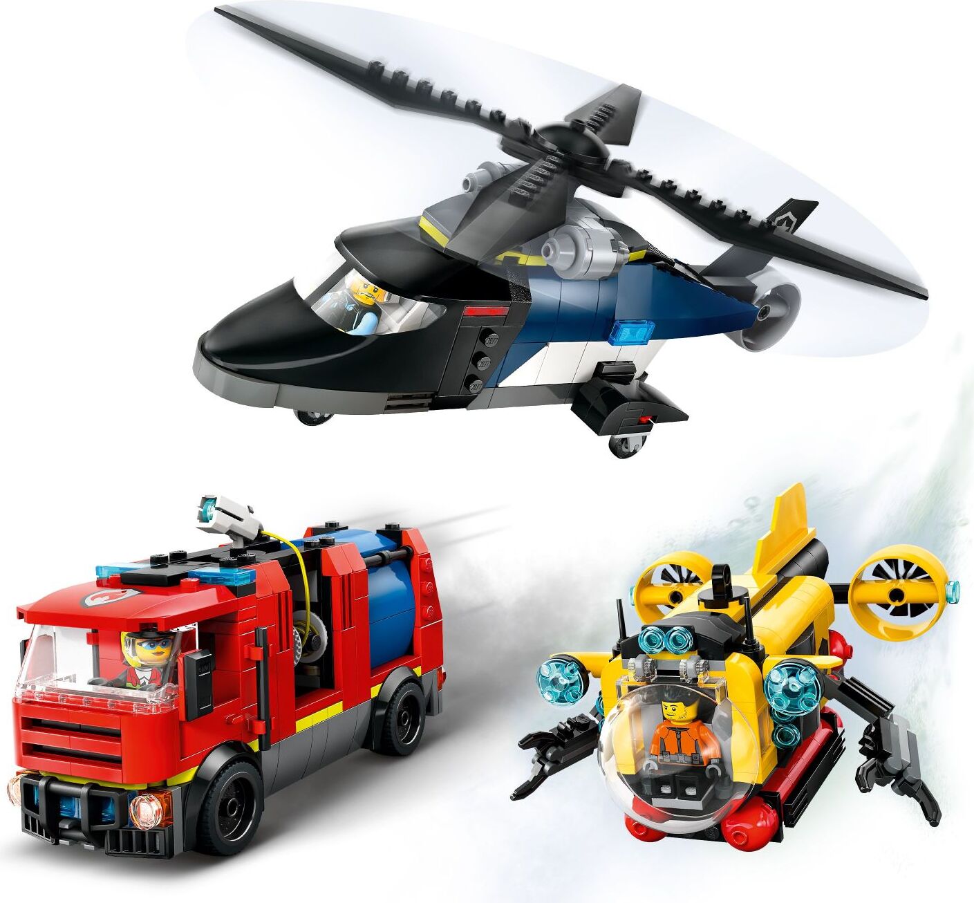 LEGO City Great Vehicles: Helicopter, Fire Truck & Submarine Remix