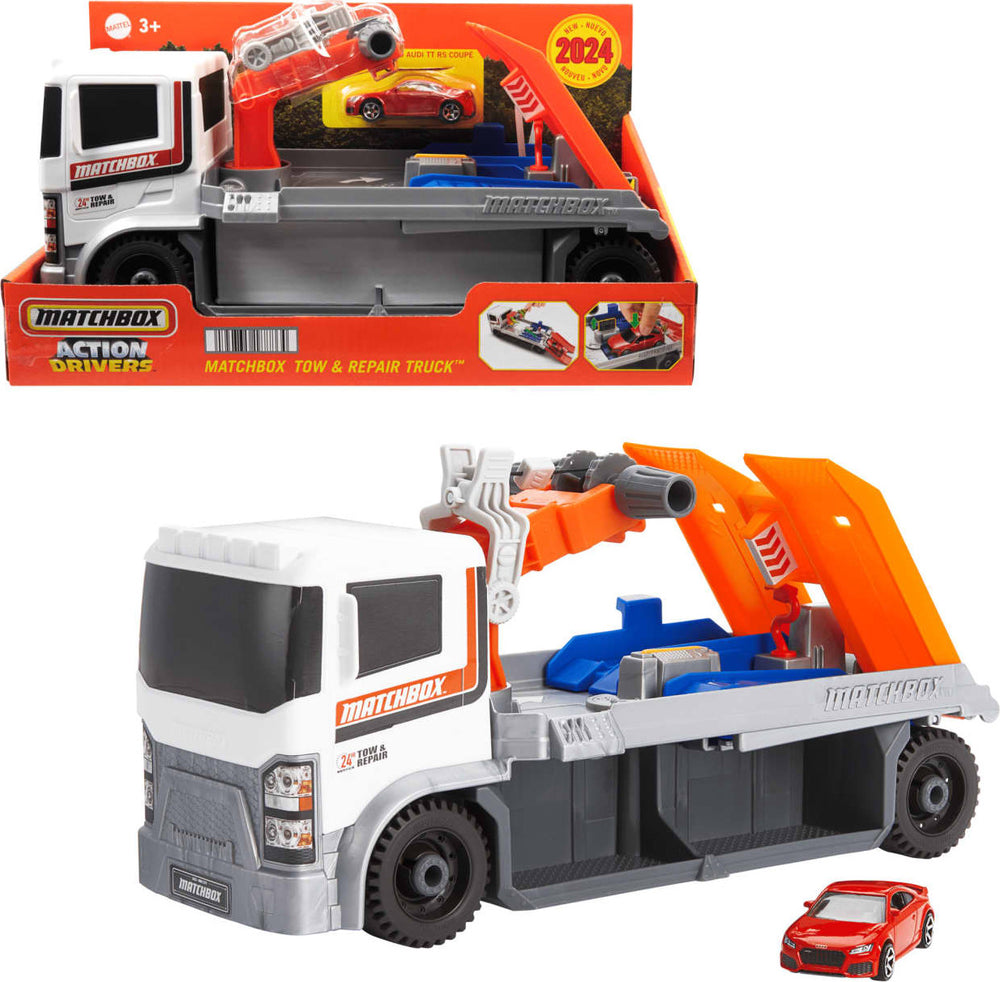 Matchbox Action Driver Tow & Repair Truck with 1:64 Scale Car