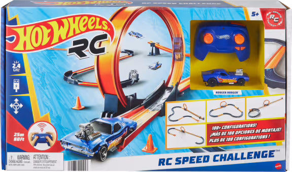 Hot Wheels Rc Speed Challenge Track Set & Battery-Powered Remote-Control 1:64 Scale Toy Car