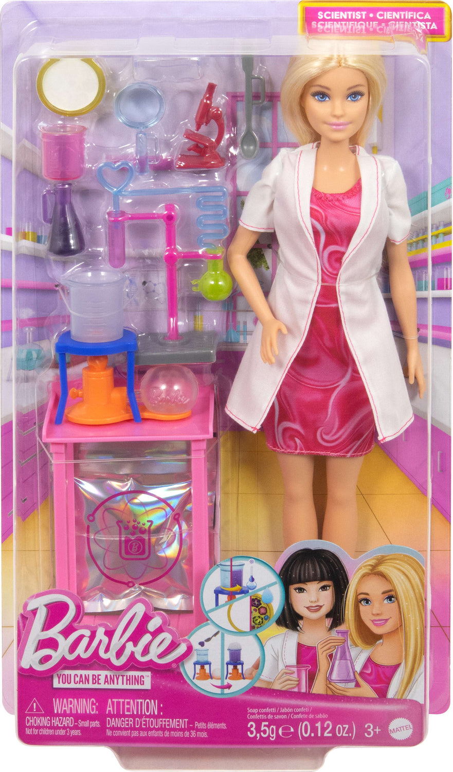 Barbie Scientist Doll and Accessories with Blonde Fashion Doll, Lab Table, & Color-Change Accessories