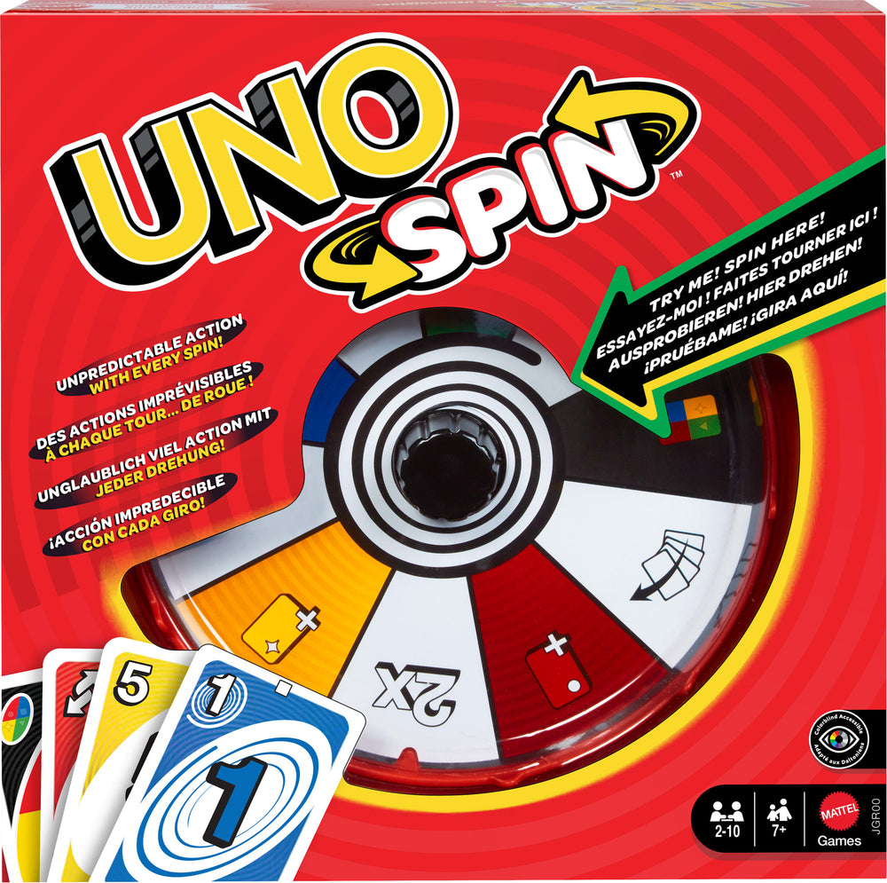 Mattel UNO Spin Card Game for Kid, Adult & Family Nights, Classic Play with Spinner