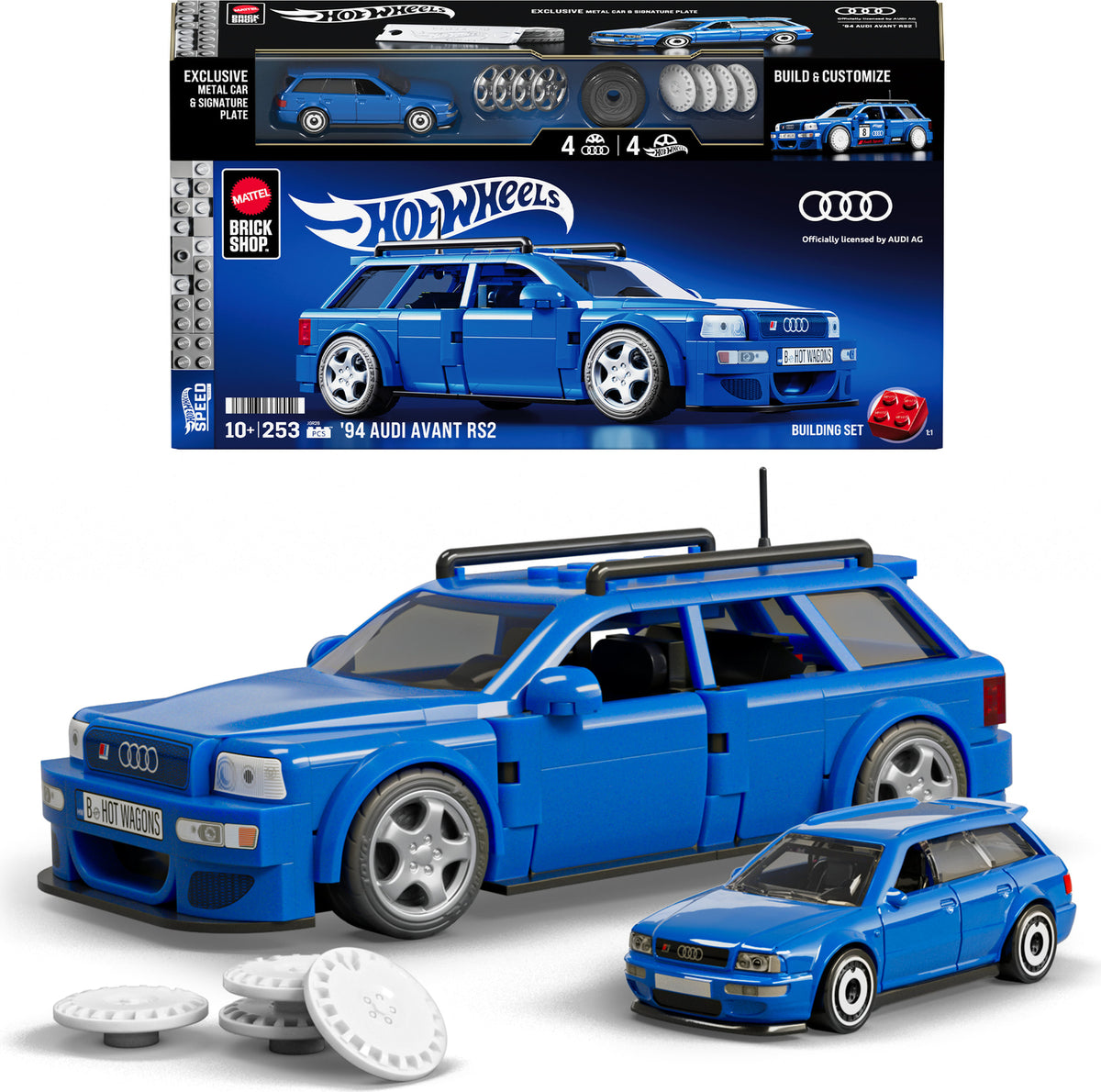 Mattel Brick Shop Hot Wheels '94 Audi Avant RS2 Building Toy Kit (253 Pieces), for Collectors