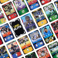  UNO Elite NFL Card Game 2025 Core Edition Starter Set with Deck, 4 Game Booster Packs & 2 Promo Cards