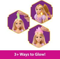 Disney Princess Light-Up Hair Rapunzel Fashion Doll w/ 5 Ways to Glow, Pascal Figure & 7 Accessories