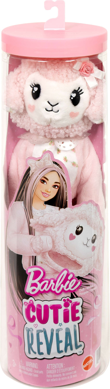 Barbie Cutie Reveal Doll & Accessories, Cuddly Series Lamb with 10 Surprises