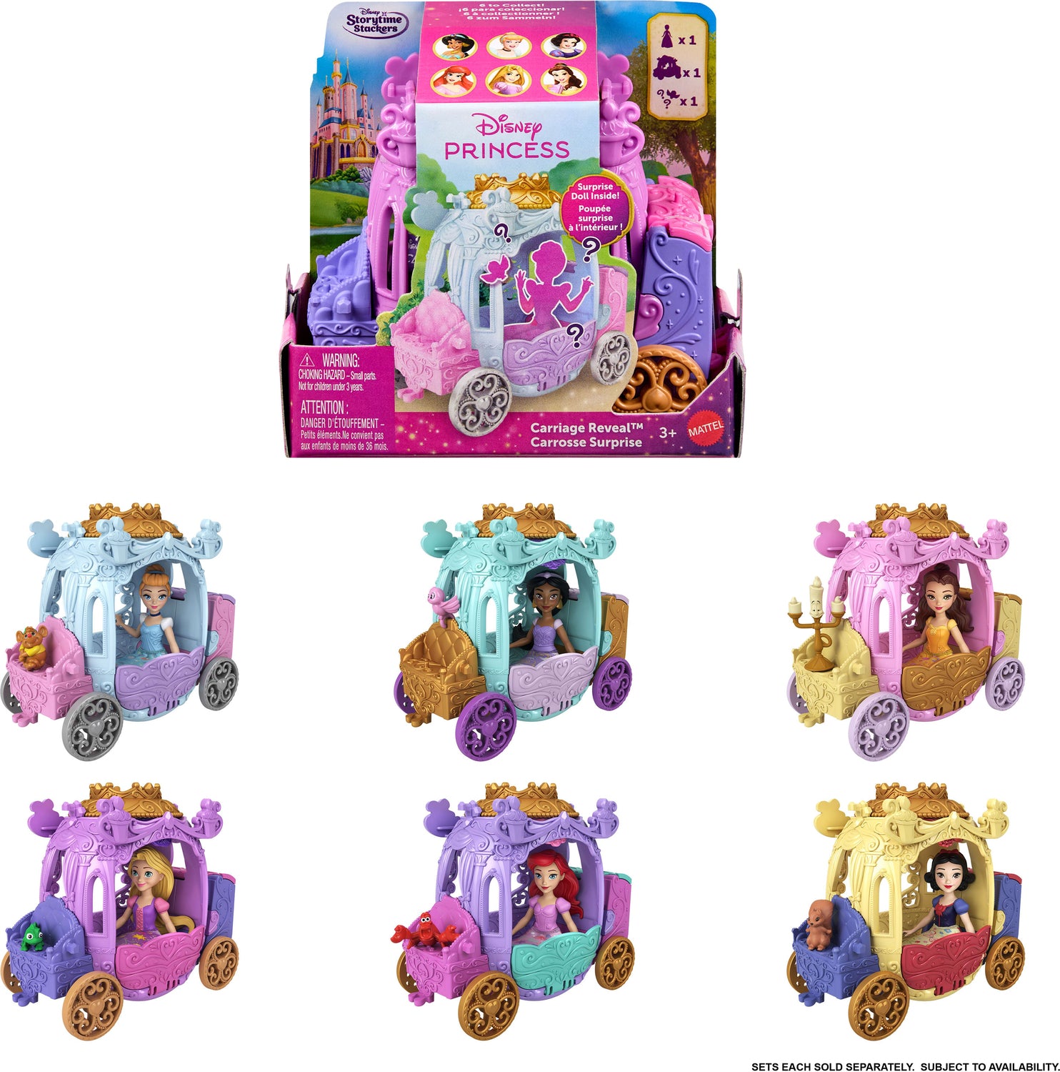 Disney Princess Carriage Reveal Surprise Small Doll, Vehicle & Figure (Characters May Vary)