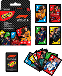  UNO F1 Card Game with Themed Deck & Special Rule for Kids, Adults, Family Nights & Travel