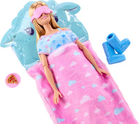 Barbie Party Unboxed Sleepover Reveal Series Blue Pajama Doll & Accessories with 7 Surprises