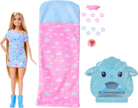 Barbie Party Unboxed Sleepover Reveal Series Blue Pajama Doll & Accessories with 7 Surprises