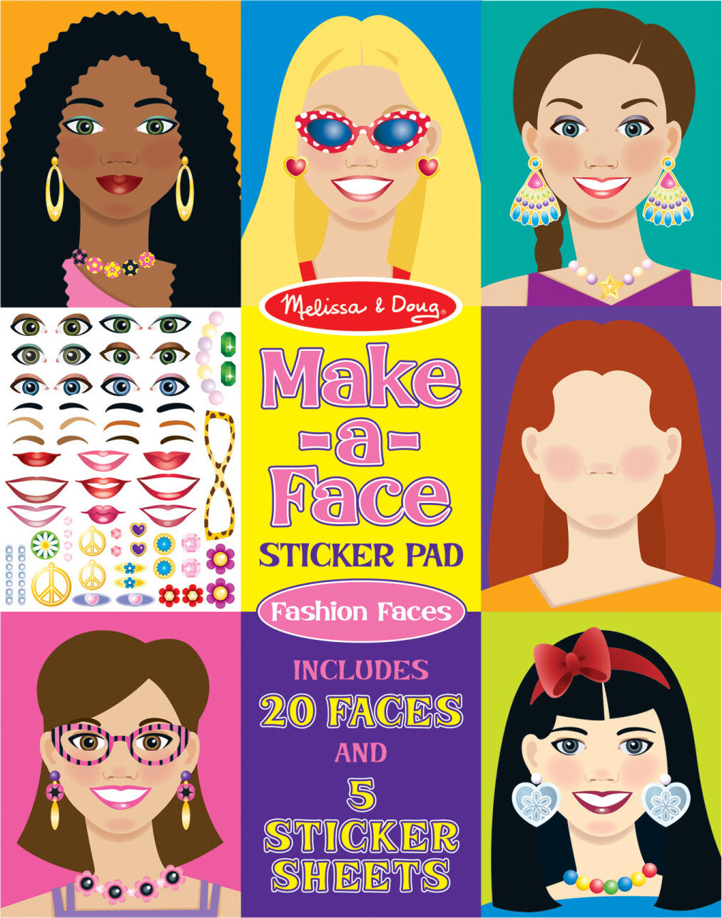 Make-a-Face Fashion Faces Sticker Pad